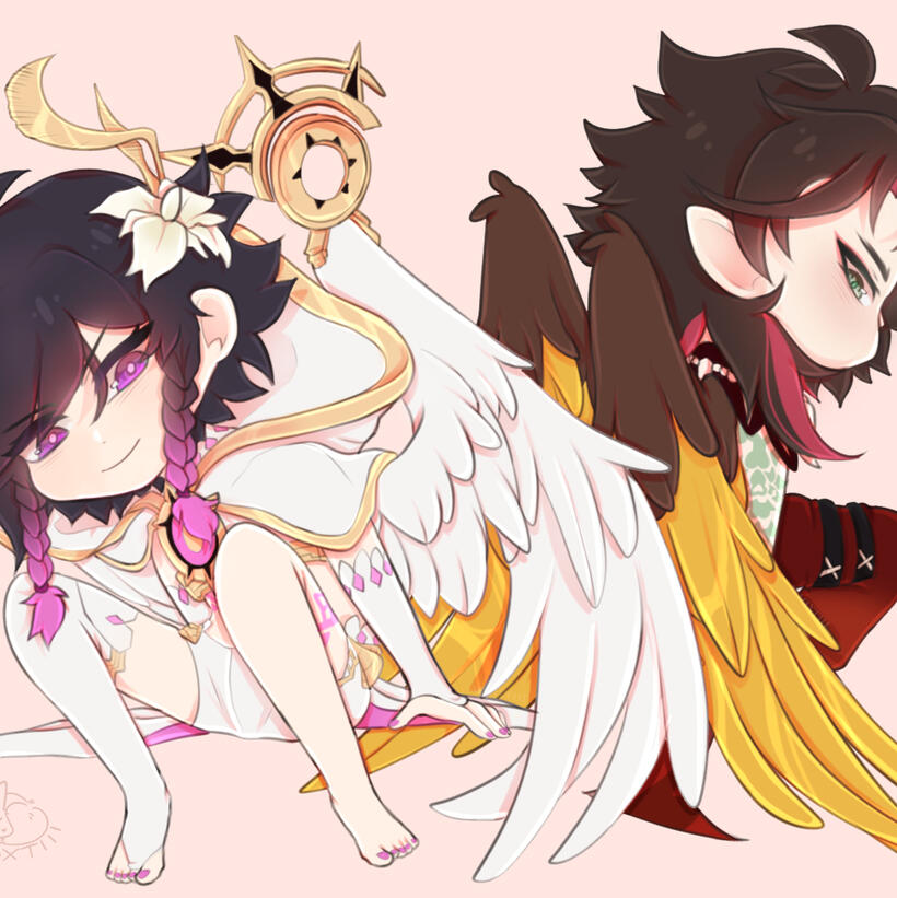 Corrupted Venti and beta Xiao. ( Xiaoven ) Click for full version.