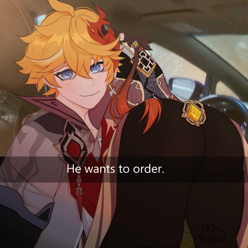 A meme about Childe and Zhongli. ( Chili/Tartali ) Click for full version.